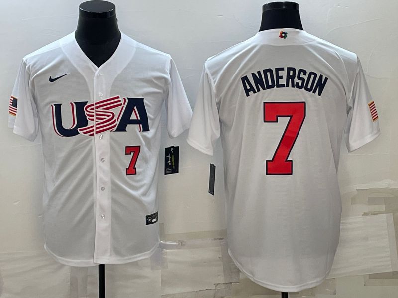 Men 2023 World Cub USA #7 Anderson White Nike MLB Jersey4